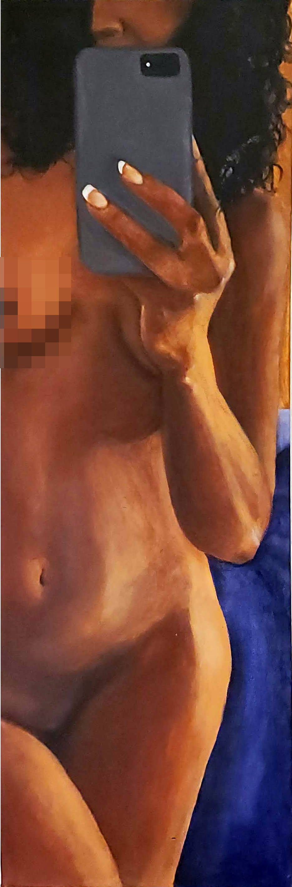 Nude Series Number 3 - Blue Selfie - 12x36